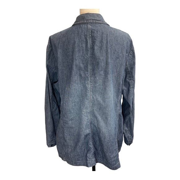 J JILL Womens 2X Denim Chambray 2 Button Blazer Pockets Light Blue Wash - Picture 3 of 8